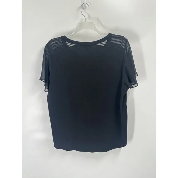 Roz & Ali Sheer Sleeve Black Blouse Witchy Dark Romantic Classic Sz 2x - Picture 5 of 5